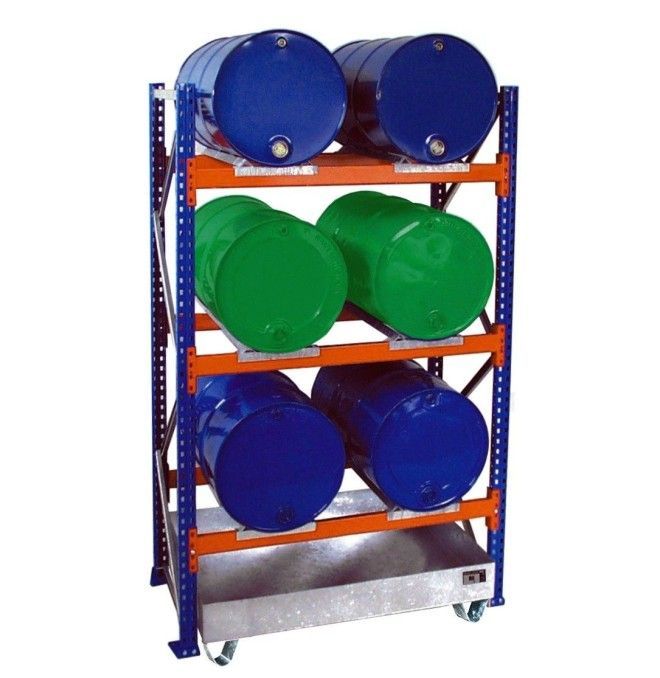 --Racks para tambores com bandeja coletora, galvanizados