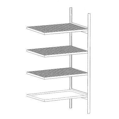 Polyethylene & metal buckets --Shelving for small cans with sinks, galvanized