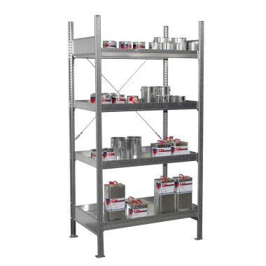 --Shelving for small cans with sinks, galvanized