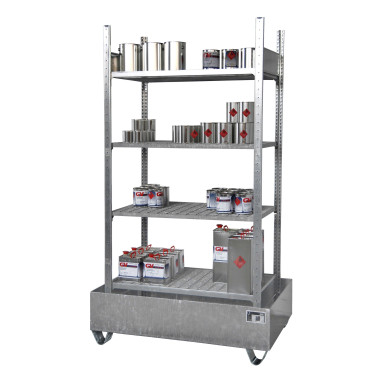 --Shelving for small cans with sinks, galvanized
