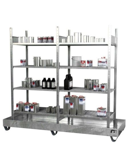--Shelving for small cans with sinks, galvanized