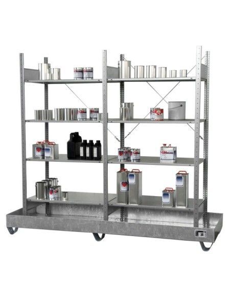 Estantería para latas pequeñas con sumideros, galvanizada