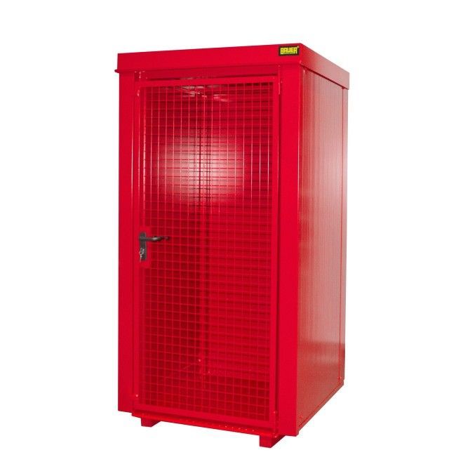 Contenedor para bombonas de gas, pintado, rojo fuego