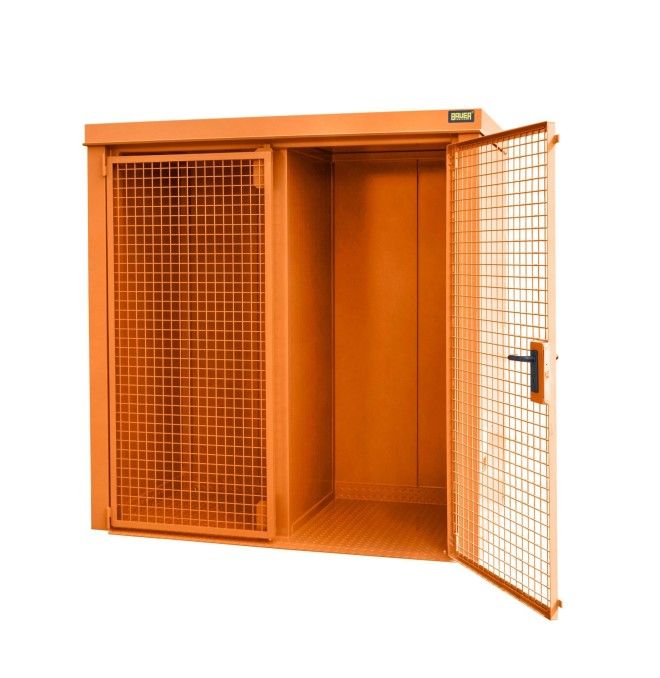 Armários para materiais perigosos--Recipiente para bombas de gás, pintado, Laranja amarela