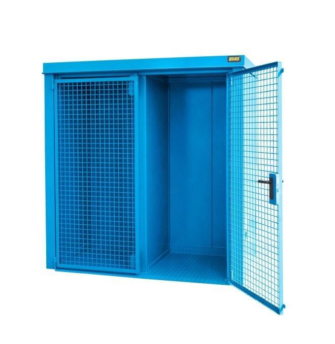 Armários para materiais perigosos--Recipiente para bombas de gás, pintado, Luz azul