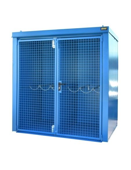 Armários para materiais perigosos--Recipiente para bombas de gás, pintado, Luz azul