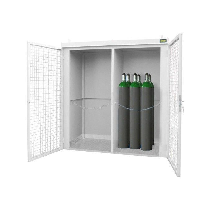Armários para materiais perigosos--Recipiente para bombas de gás, pintado, cinza branco
