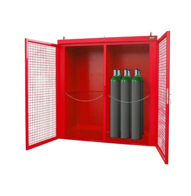 Armoires pour matières dangereuses--Conteneur pour pompes à gaz, peint, Feu rouge