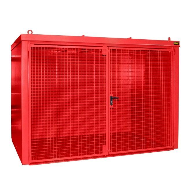 Contenedor para bombonas de gas, pintado, rojo fuego