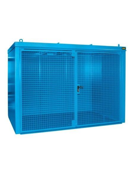 Contenedor para bombonas de gas, pintado, azul claro
