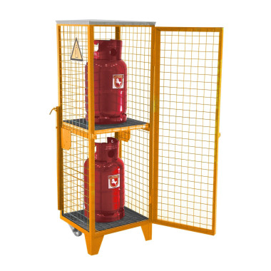 Hazardous material cabinets--Gas bomb tank, painted, Orange yellow