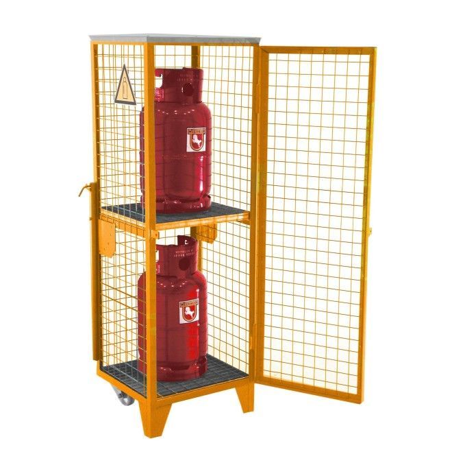 Hazardous material cabinets--Gas bomb tank, painted, Orange yellow