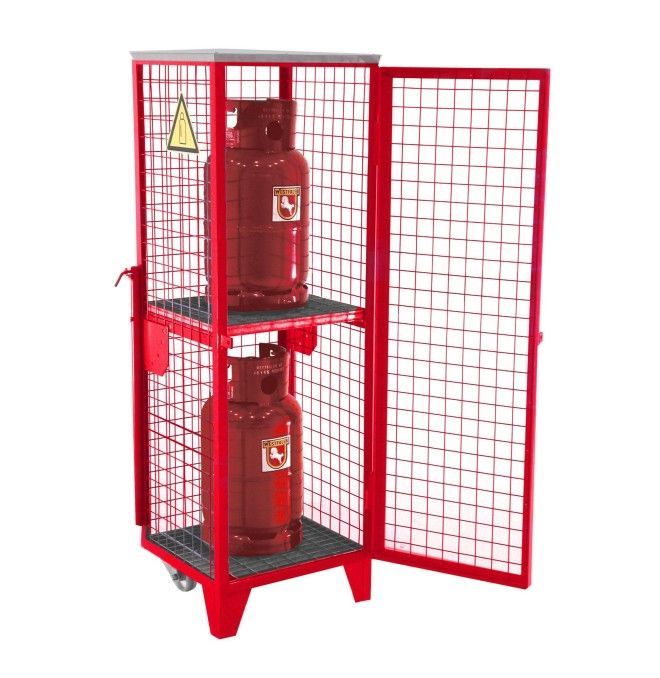Armários para materiais perigosos--Gás tanque, pintado, fogo vermelho