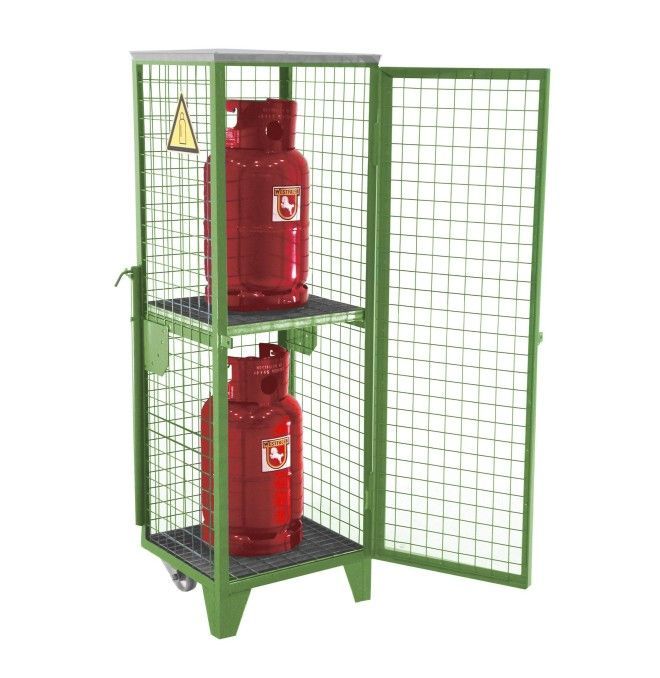 Armoires pour matières dangereuses--Cylindres à gaz, peints, verts