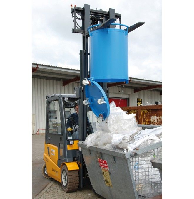 Recipiente Inclinável--Recipiente cilíndrico, pintado, azul claro