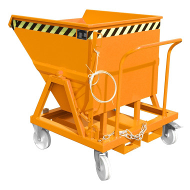 Recipiente Inclinável--Caminhão basculante, pintado de amarelo laranja
