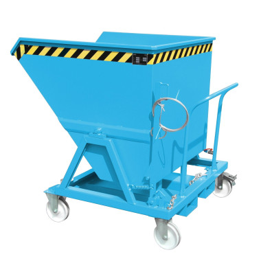 Contenedor basculante para virutas, pintado, azul claro