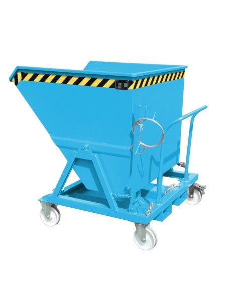 Contenedor basculante para virutas, pintado, azul claro