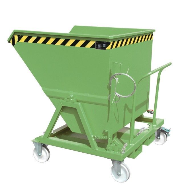 Contenedor basculante para virutas, pintado, verde Reseda