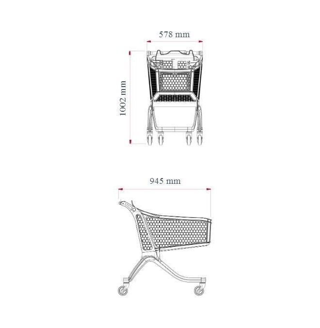 Supermarchés et entrepôts-Chariot de supermarché PVC 130Litres