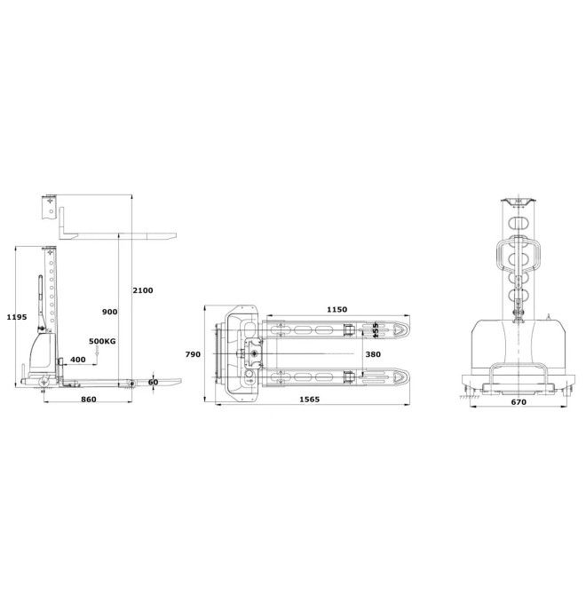 Self-Loading Stackers--Self-supporting stacker 500kg to 900mm (Total height 1200mm)