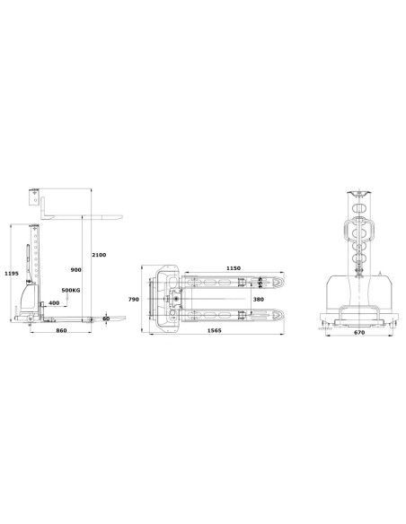 Self-Loading Stackers--Self-supporting stacker 500kg to 900mm (Total height 1200mm)