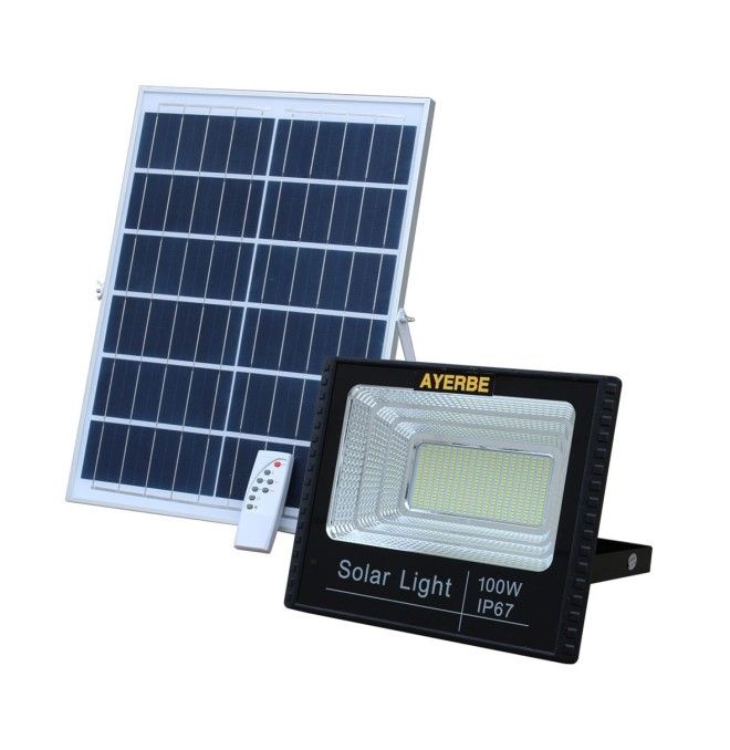 Iluminación--FOCO SOLAR 100W /AY con mando a distancia