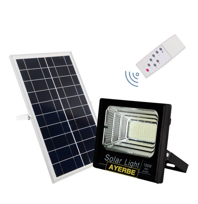 Iluminación--FOCO SOLAR 100W /AY con mando a distancia