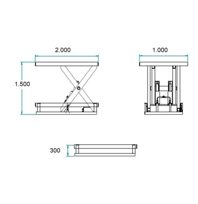 Tables électriques..-Table élévatrice électrique 4000kg à 1500mm 2000x1000mm
