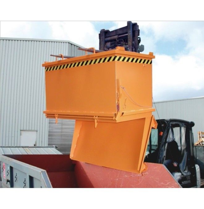 Contenitore Ribaltabile--Contenitore con scarico inferiore 0,5m3 e capacità 1000kg, Arancione giallo