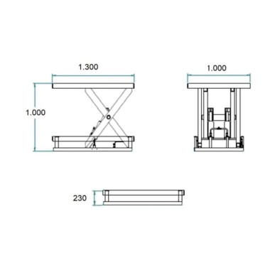 Tables électriques..-Table élévatrice électrique 2000kg à 990mm 1300x1000mm 2