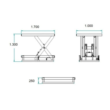Tables électriques..-Table élévatrice électrique 2000kg to 1300mm 1700x1000mm 2