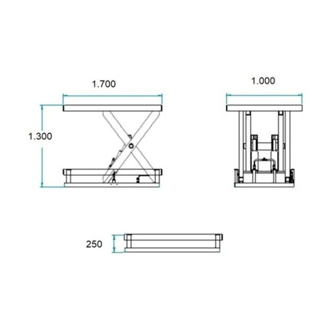 Tavoli elettrici..-Tavolo elevatore elettrico 2000kg a 1300mm 1700x1000mm