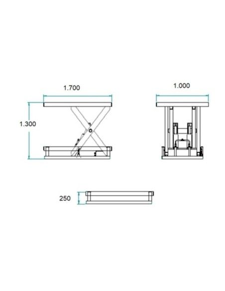 Mesas Eléctricas--Mesa Elevadora Eléctrica 2000kg a 1300mm de 1700x1000mm