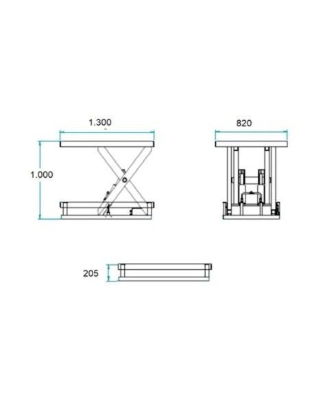 Tables électriques..-Table élévatrice électrique 1000 kg à 1000 mm 1300x820mm