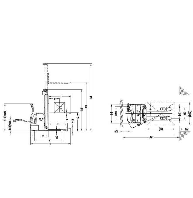 Electric stackers - electric stacker 1500kg to 5600mm