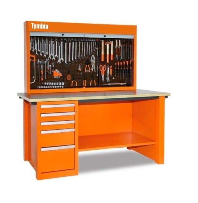 Bancos de trabajo y portaherramientas--Banco de Trabajo con 5 Cajones y Panel de Heramientas