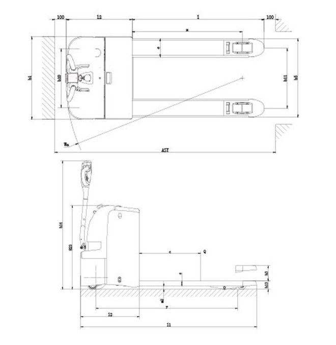 Elektrische Tymbia-Transphalet Lithium Tymbia 2000kg - 24V / 150AH-Akku