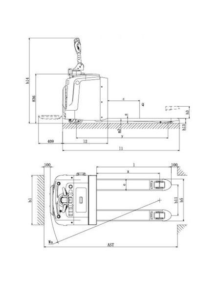 Transpallet Elettrici-TYMBIA-Transpallet al litio 2000kg con piattaforma - Batteria 24V/150Ah