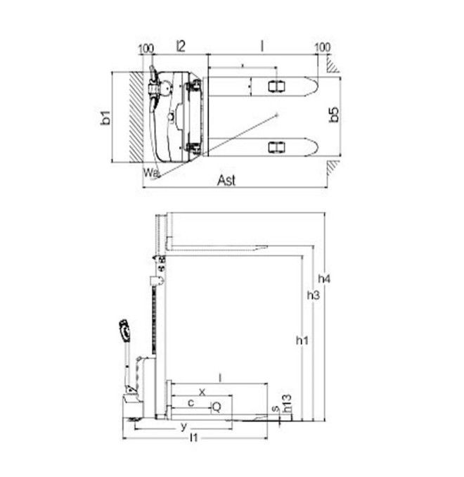 Electric stackers - Electric stacker 1200kg to 2500mm - 24V / 100Ah