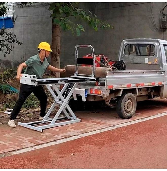 Tables électriques-TYMBIA-Table élévatrice ciseaux électriques avec chariot manuel 300 kg120x70)