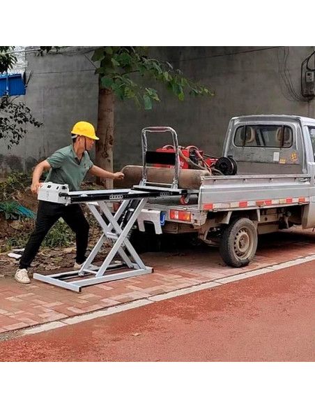 Tables électriques-TYMBIA-Table élévatrice ciseaux électriques avec chariot manuel 300 kg120x70)