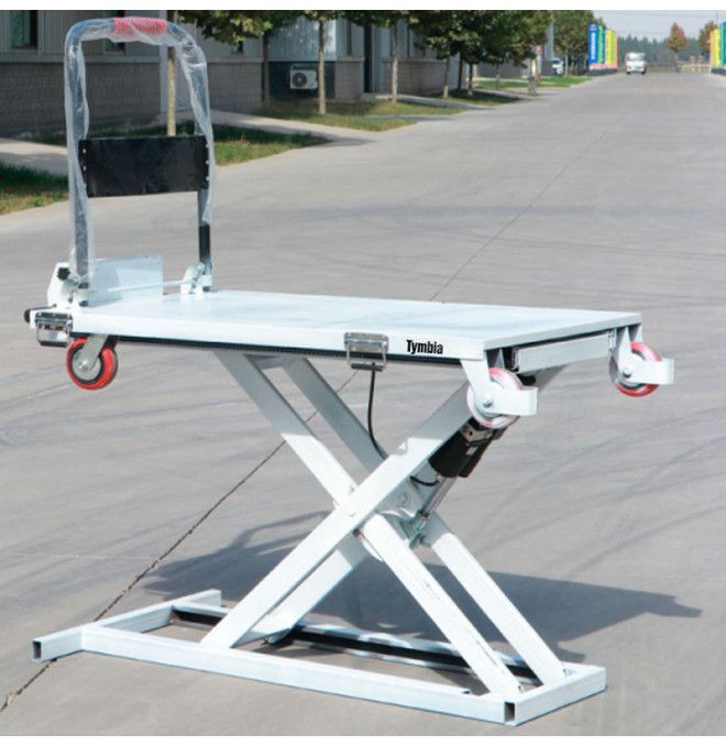 Tables électriques-TYMBIA-Table élévatrice ciseaux électriques avec chariot manuel 300 kg120x70)