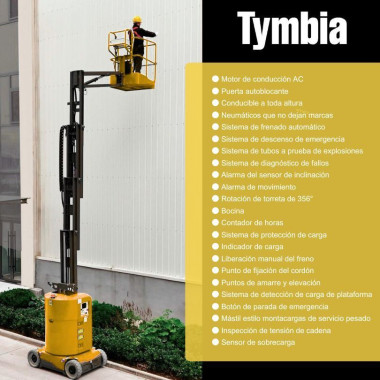 Plataformas unipersonales-TYMBIA-Plataforma Elevadora mástil vertical con brazo 7,9m-200kg 2