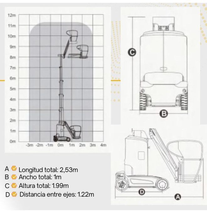 Plataformas Únicas-TYMBIA-Plataforma elevatória mastro vertical com caneta 9,2m-200kg