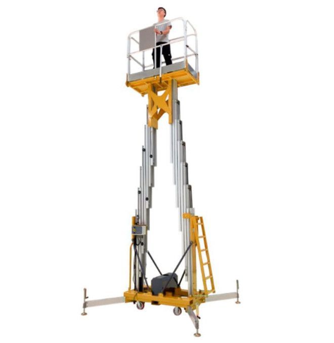 Plataformas unipersonales--Plataforma Elevadora doble mástil vertical 16m-150kg (batería)