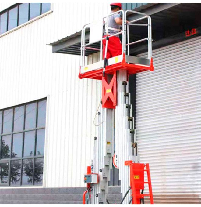 Plataformas unipersonales--Plataforma Elevadora doble mástil vertical 16m-150kg (batería)