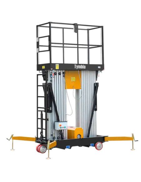 Plataformas Únicas--Plataforma elevatória mastro vertical duplo 12m-200kg (bateria)