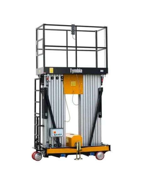 Plataformas Únicas--Plataforma elevatória mastro vertical duplo 12m-200kg (bateria)