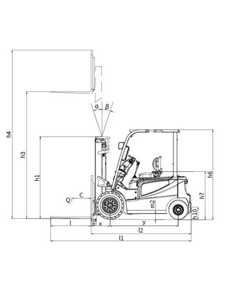 Lítio de lítio de lítio de empilhadeira-tímbios-tímbios, masculino triplex em 4800mm - bateria de lítio 80V / 150AH
